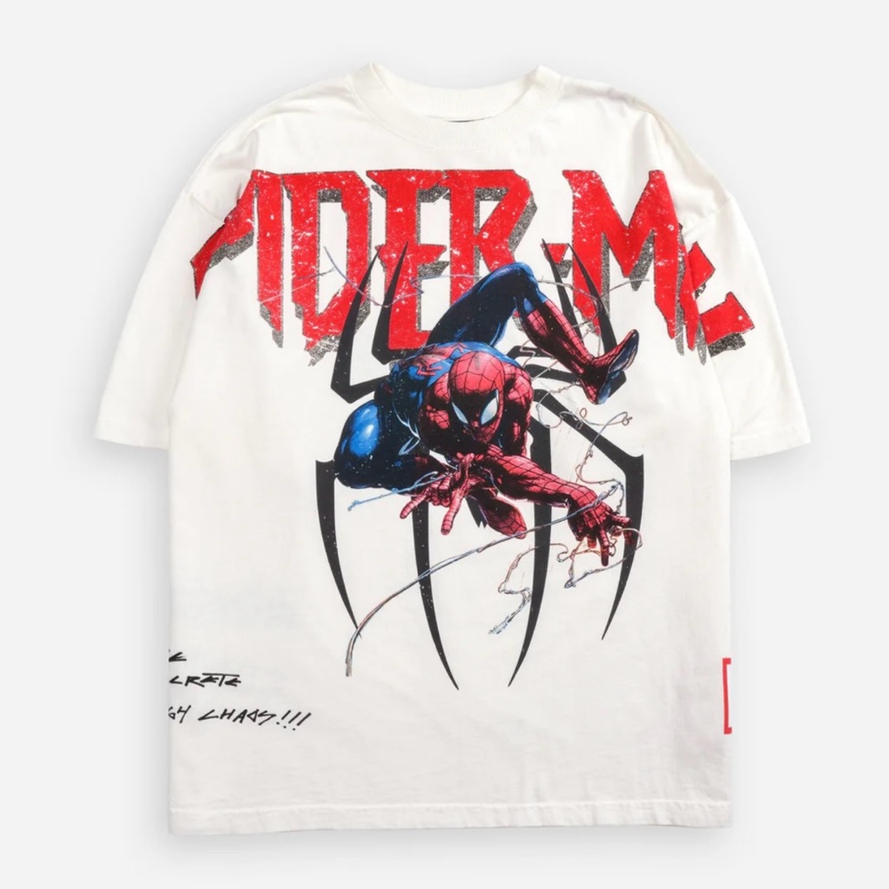 CIVIL REGIME X SPIDERMAN WEBS 199X OVERSIZED TEE IN VINTAGE WHITE - SIZE LARGE